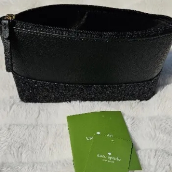 NWT Kate Spade Black 'Greta Court Little Shiloh' Sparkle Cosmetic Bag #WLRU5218 - Picture 2 of 5
